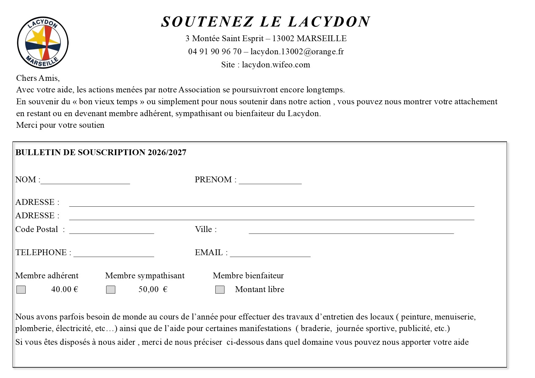 Bon Soutien 2026 2027